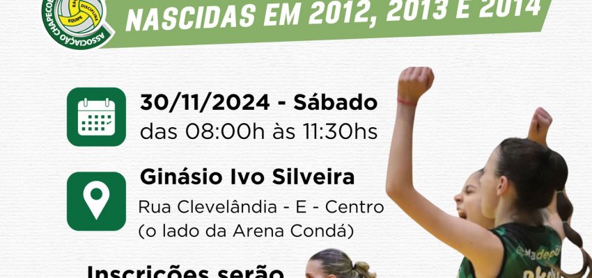 Prefeitura de Chapecó/ACV/Unoesc realiza seletiva de Voleibol para meninas