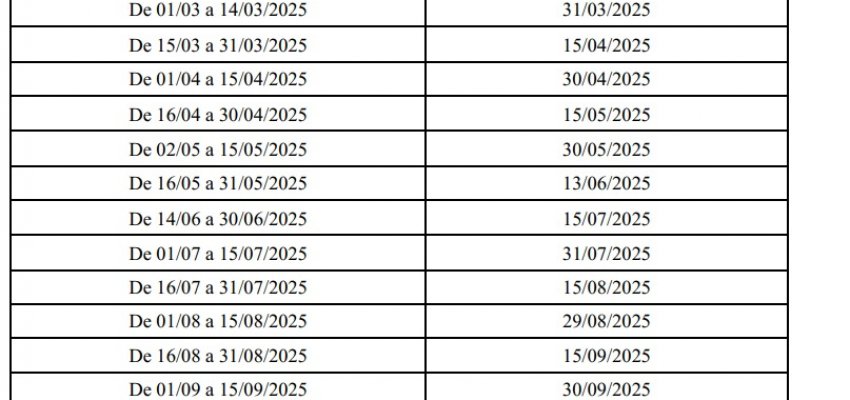 Secretaria da Fazenda divulga calendário de pagamentos 2025 para fornecedores 
