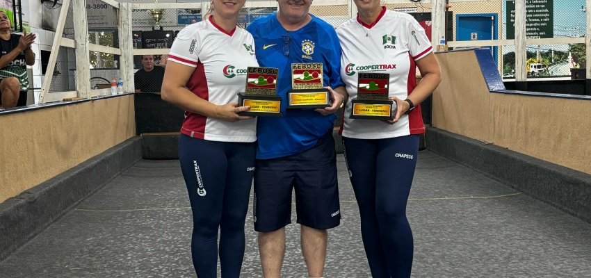 Prefeitura de Chapec&oacute;/Coopertrax/Empreiteira Diquinha conquista estadual de duplas de Bocha